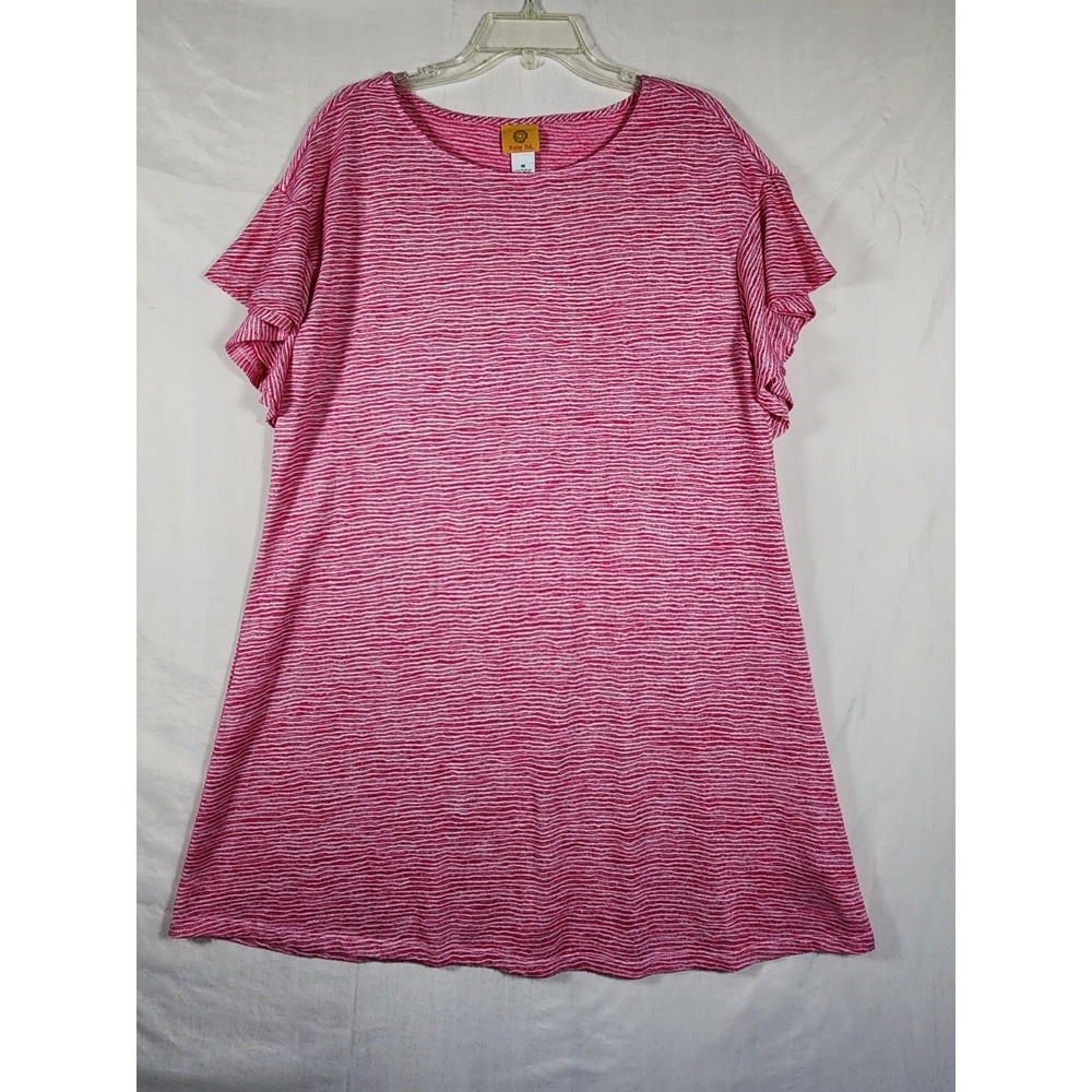 Ruby Rd Womens M Pink White Striped A Line Dress Coastal Resort Cottagecore